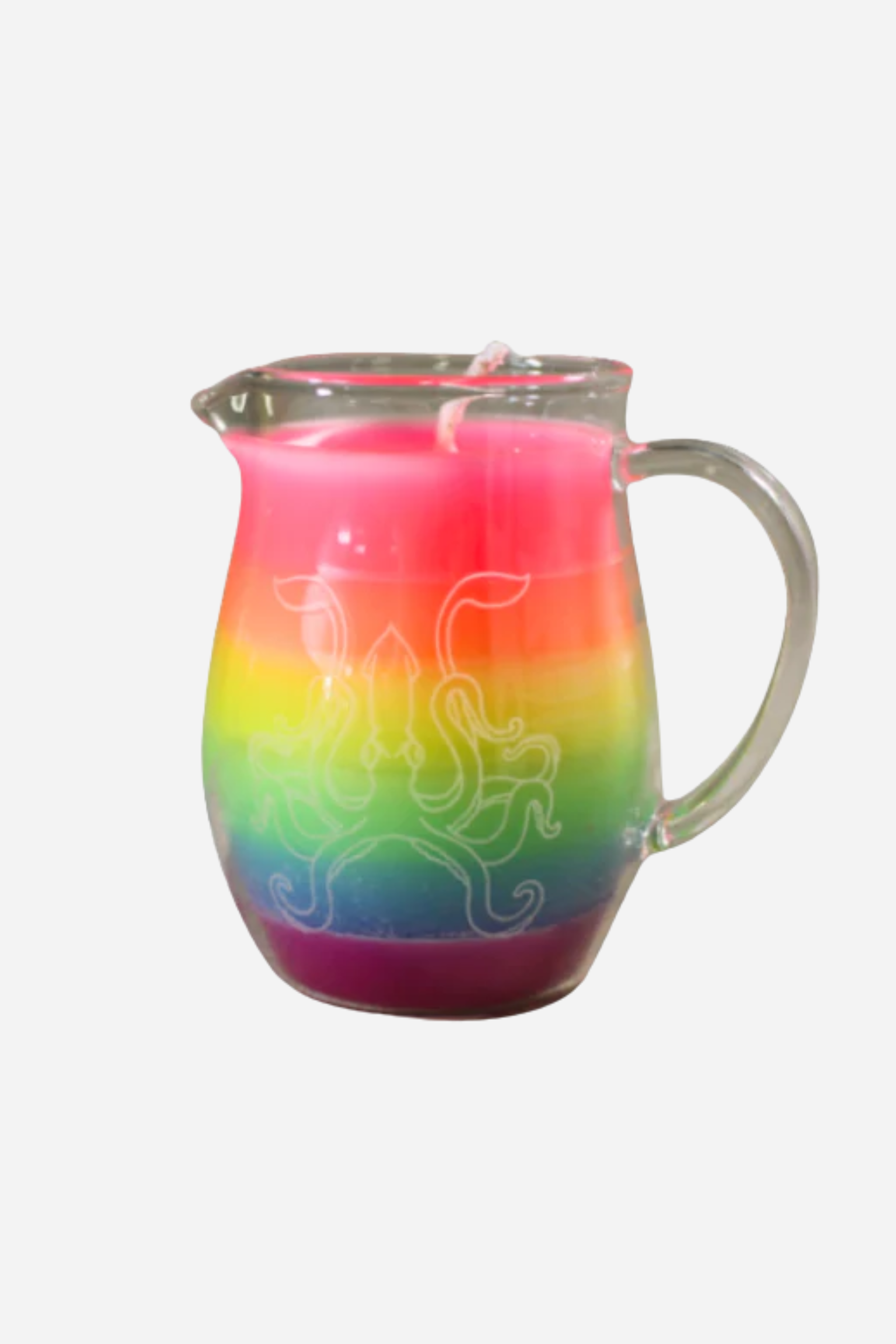 Wax Play Pitcher Candle in UV Reactive Rainbow