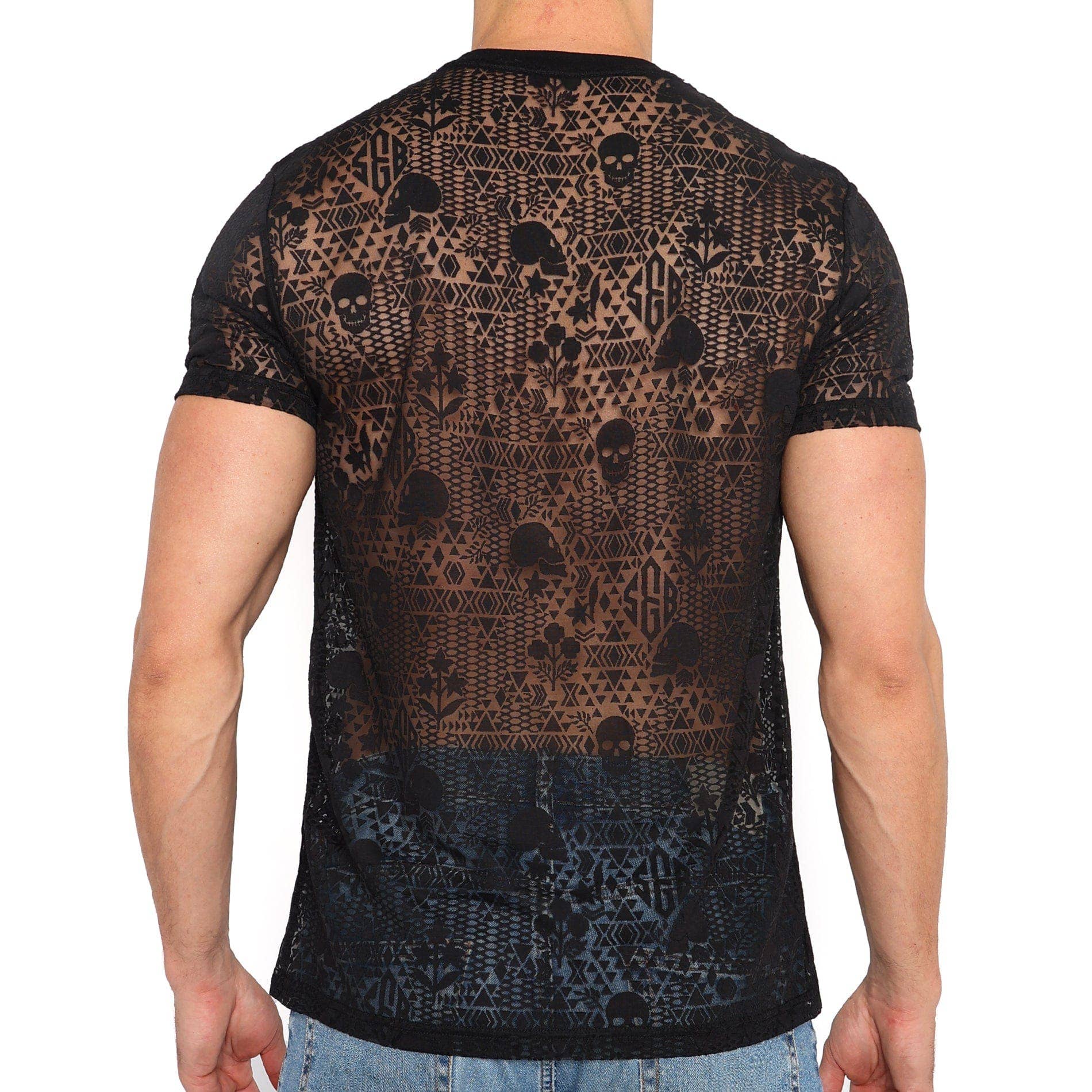 Skull & Bones Burnout Tee in Black