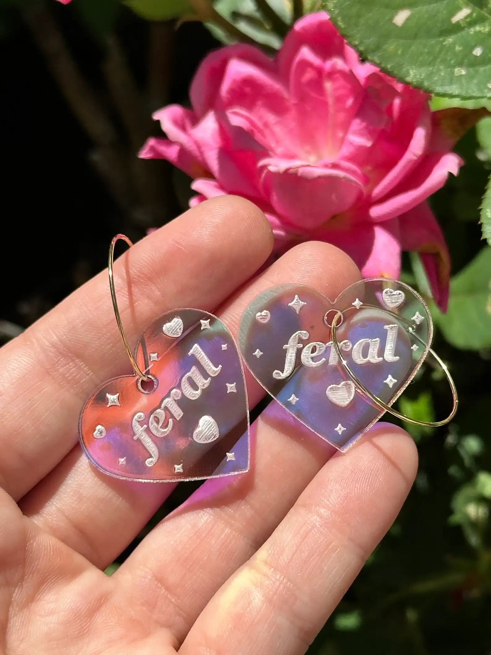 Feral Heart Hoop Earrings in Iridescent