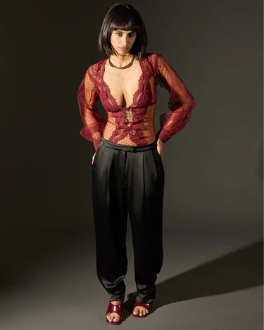 Night Sky Constellation Bodysuit in Burgundy