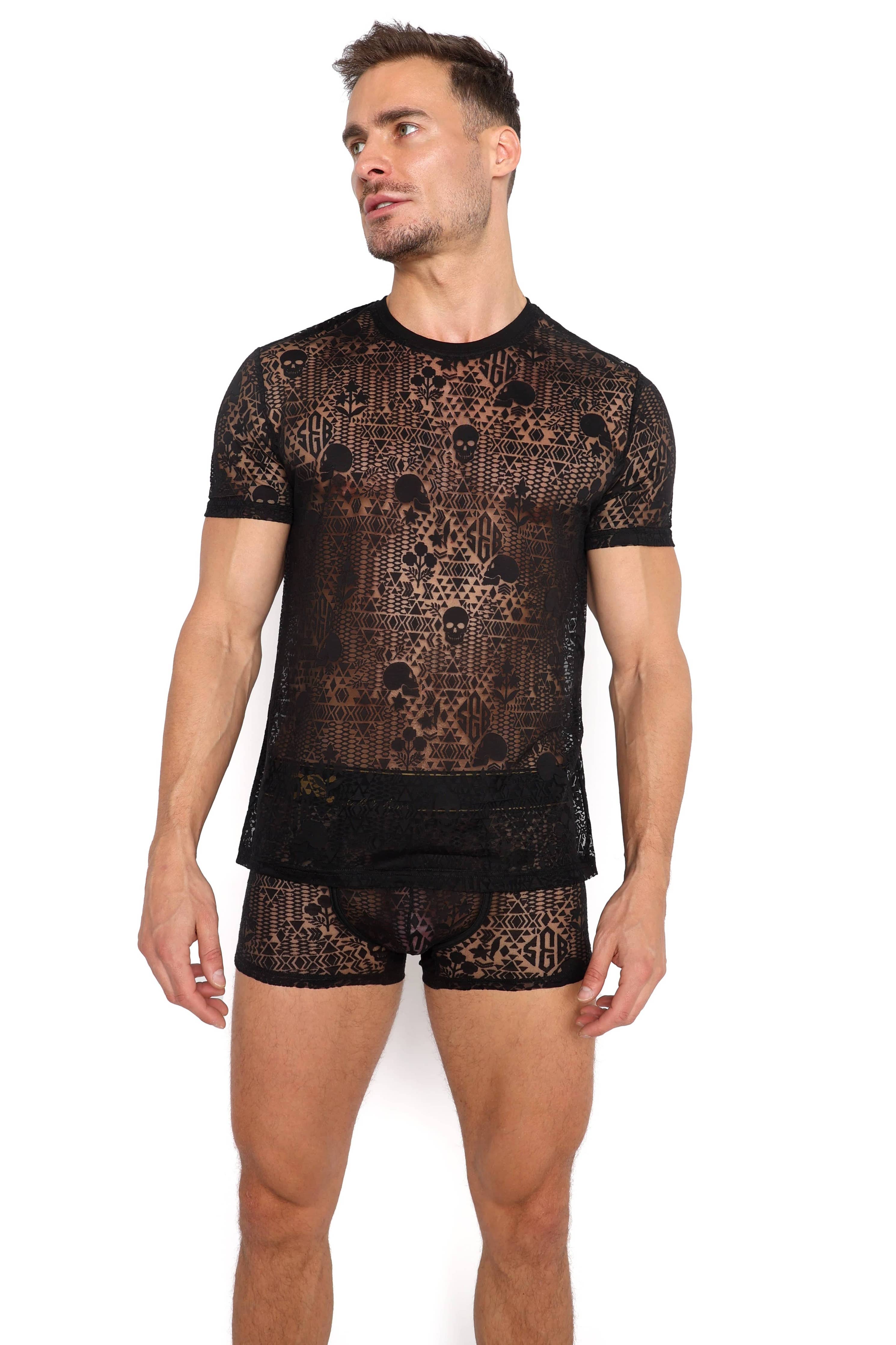 Skull & Bones Burnout Tee in Black