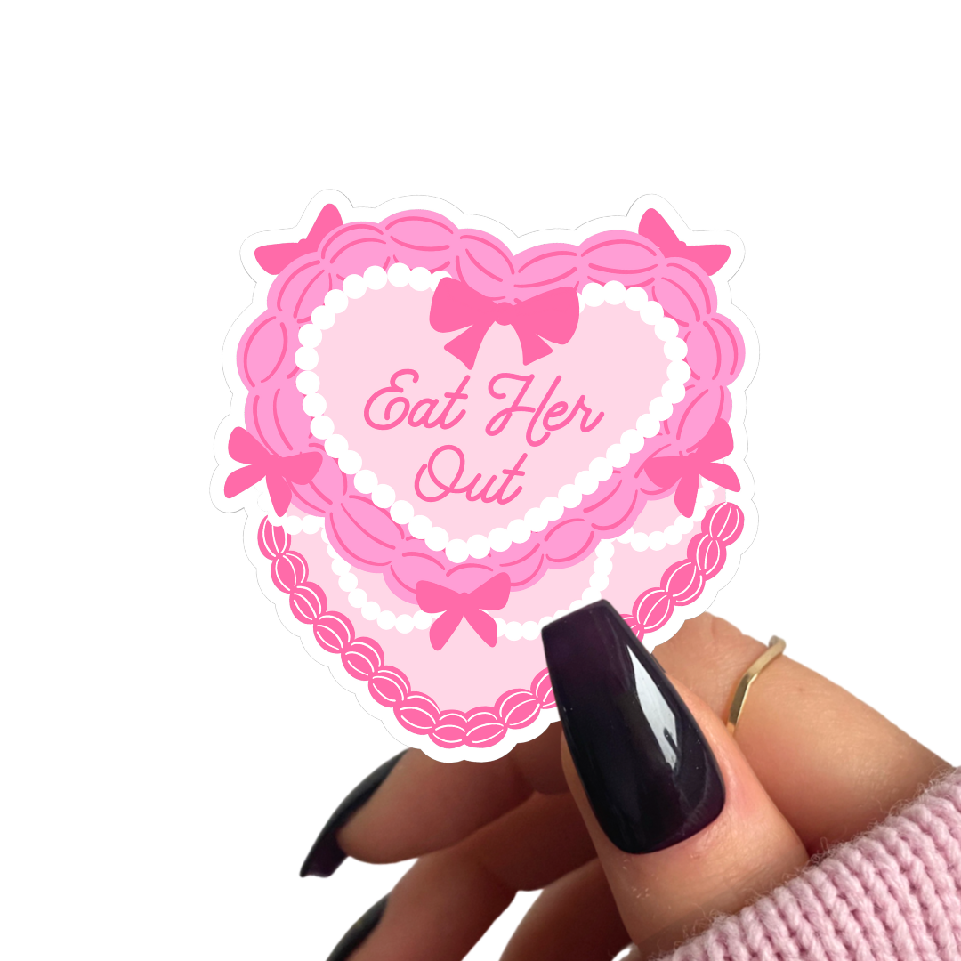 Eat Her Out Heart Cake Sticker
