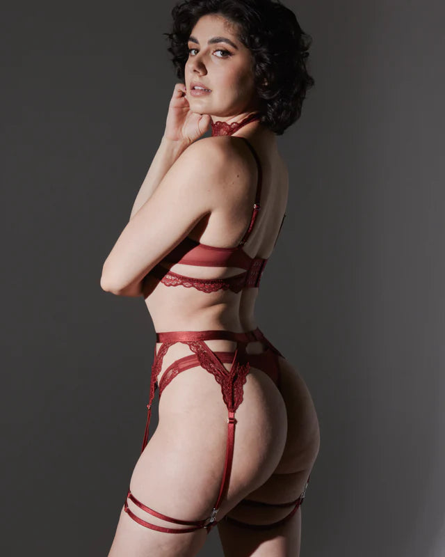 All Strapped In Thigh Stay Garters in Ruby