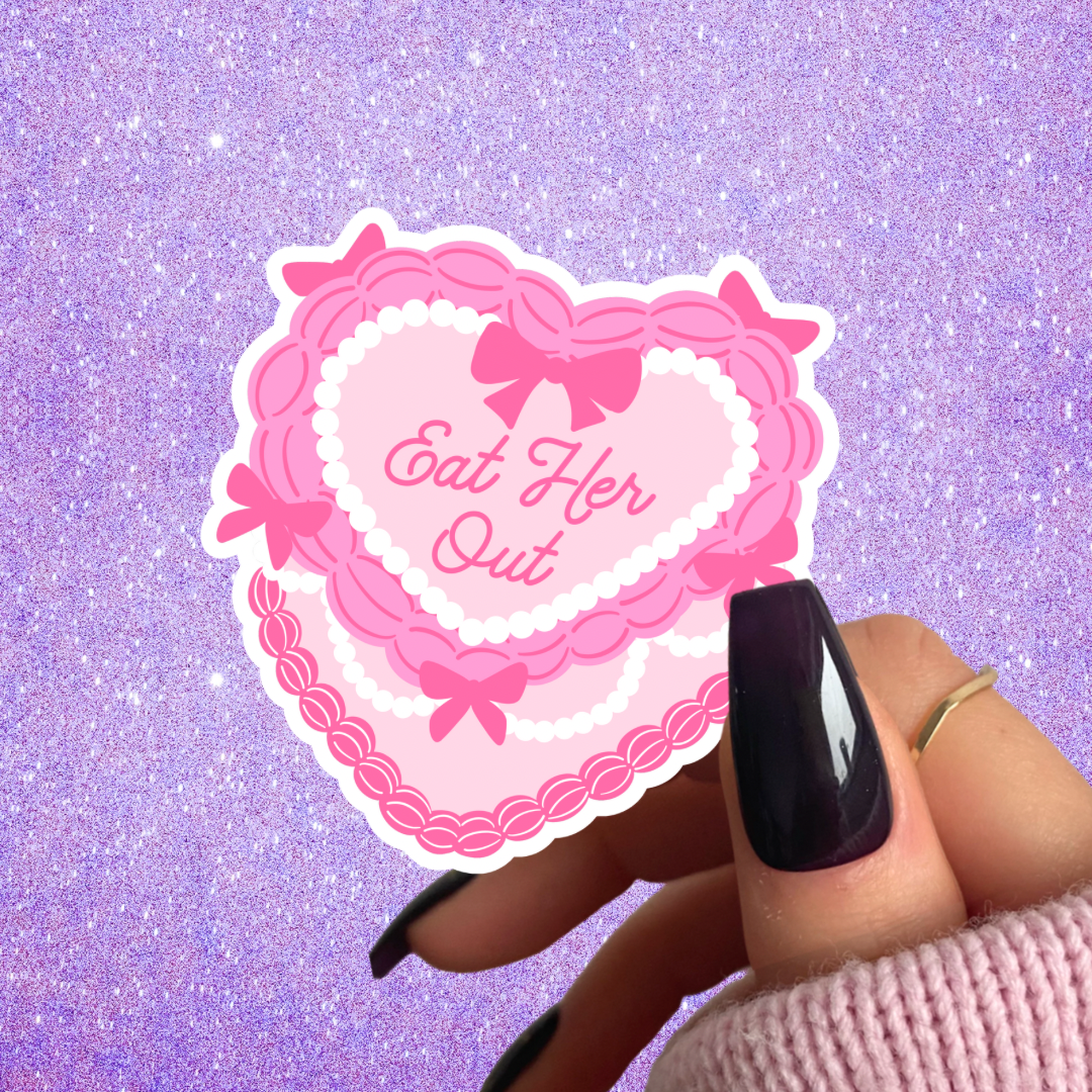 Eat Her Out Heart Cake Sticker