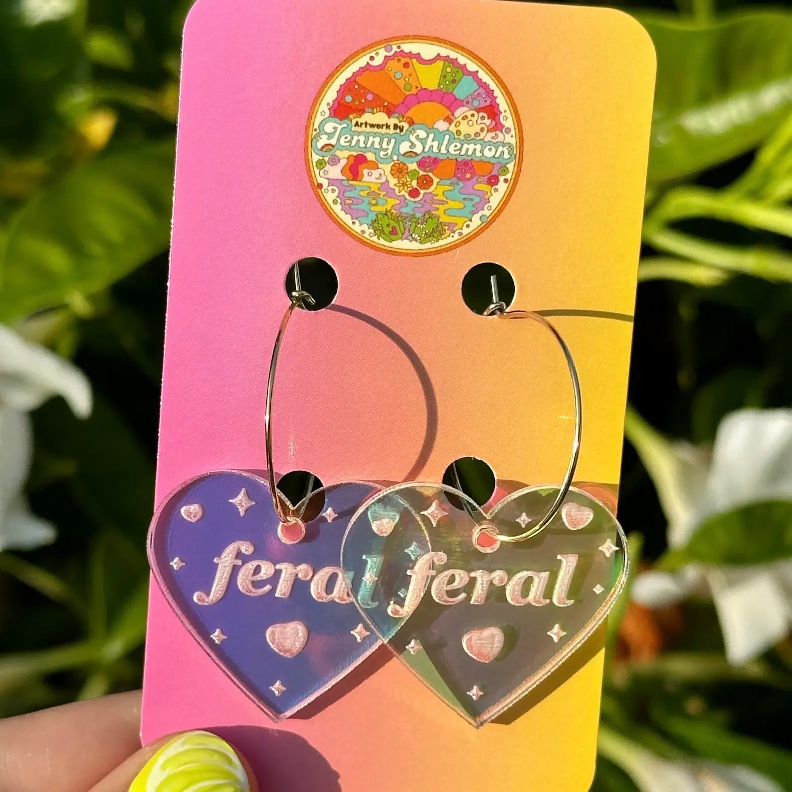 Feral Heart Hoop Earrings in Iridescent