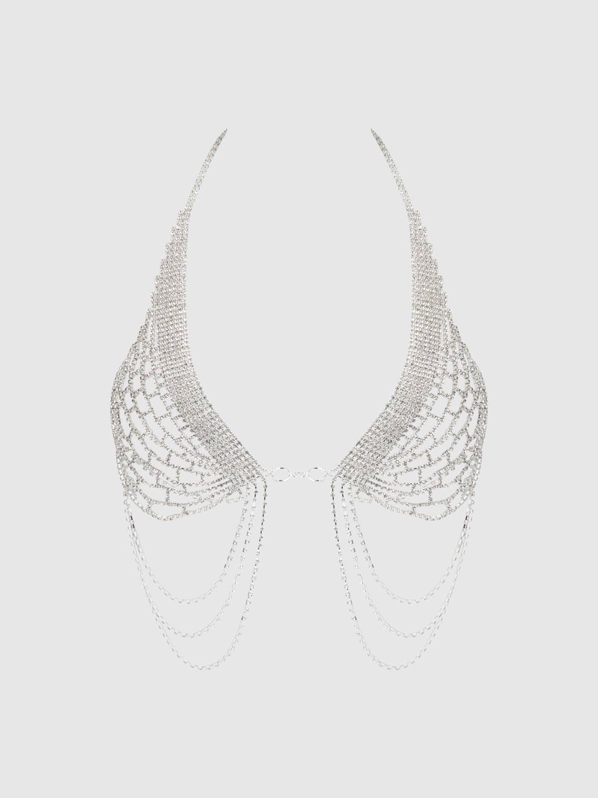Netted Front Open Rhinestone Bralette