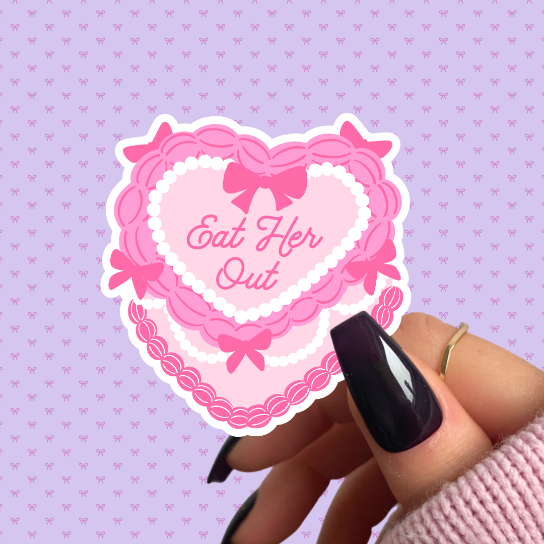 Eat Her Out Heart Cake Sticker