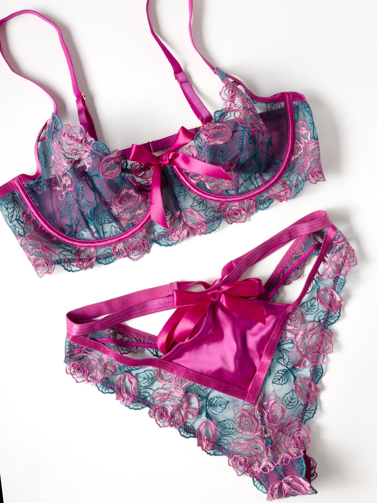 Riveting Roses Embroidered Bralette & High Waist Panty Set