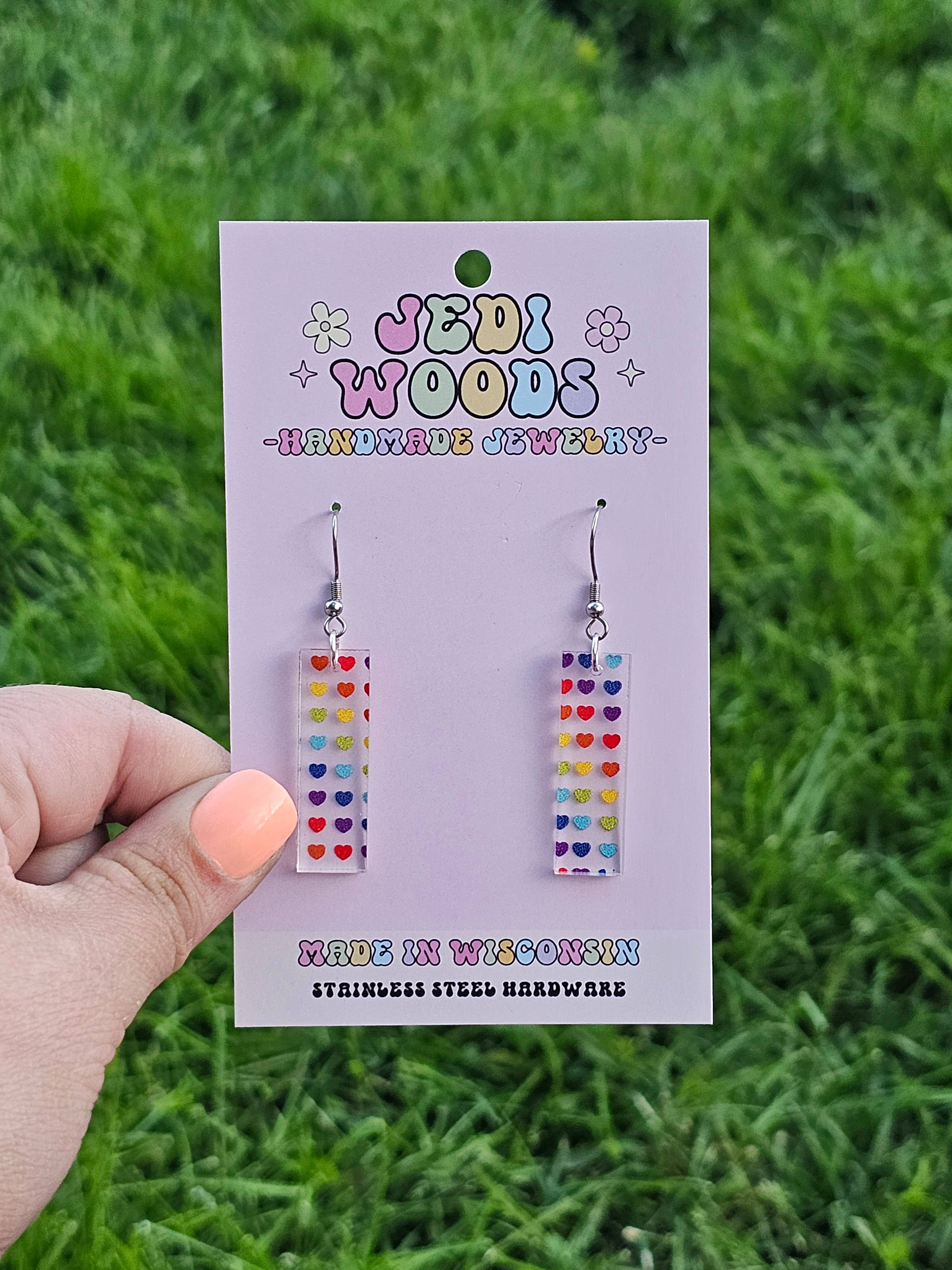 Bar Earrings in Rainbow Patterns