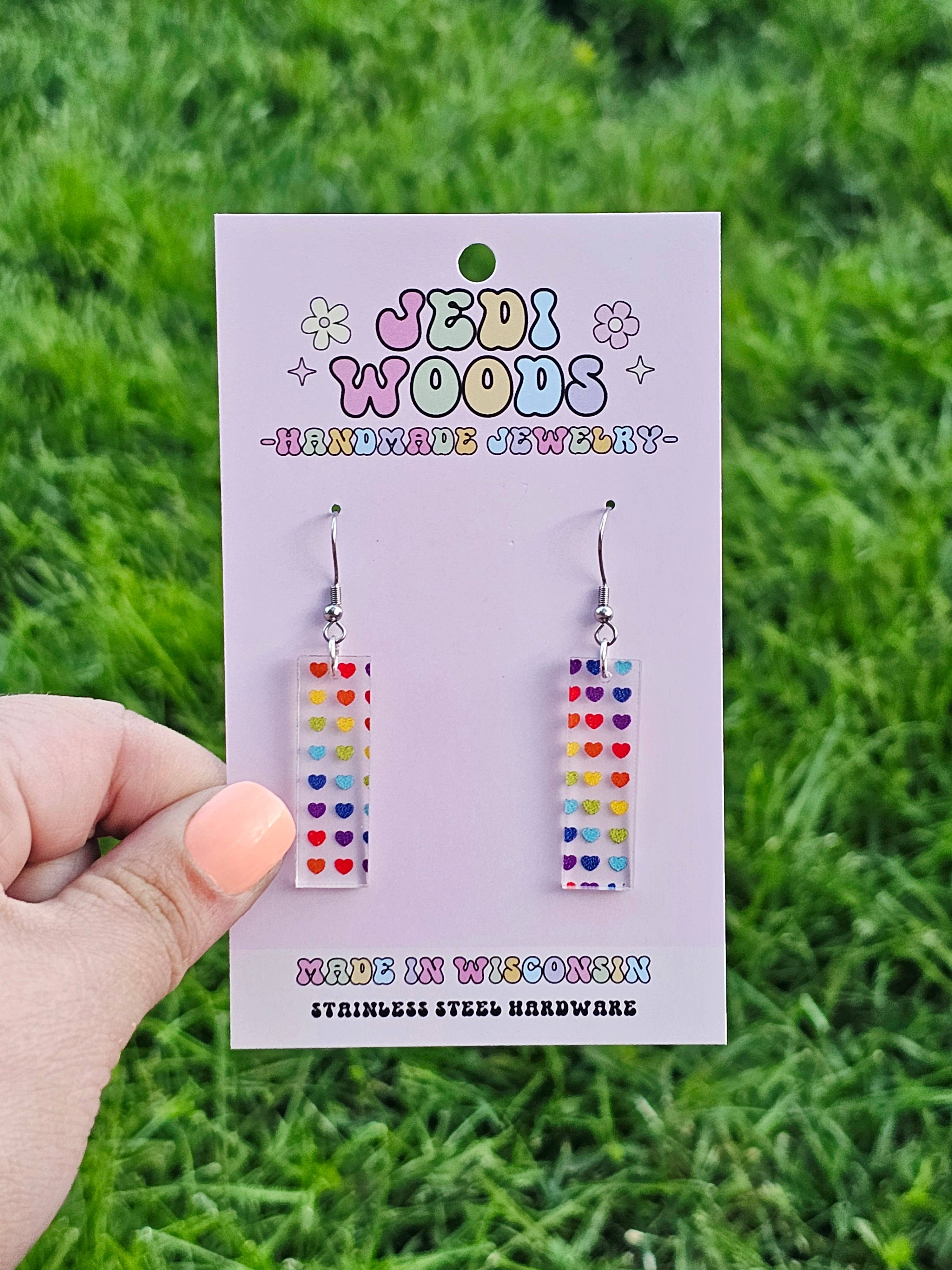 Bar Earrings in Rainbow Patterns