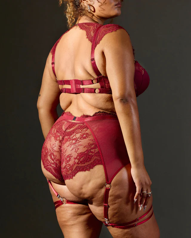 Daphne's Fantasy Lace Garter Belt in Ruby