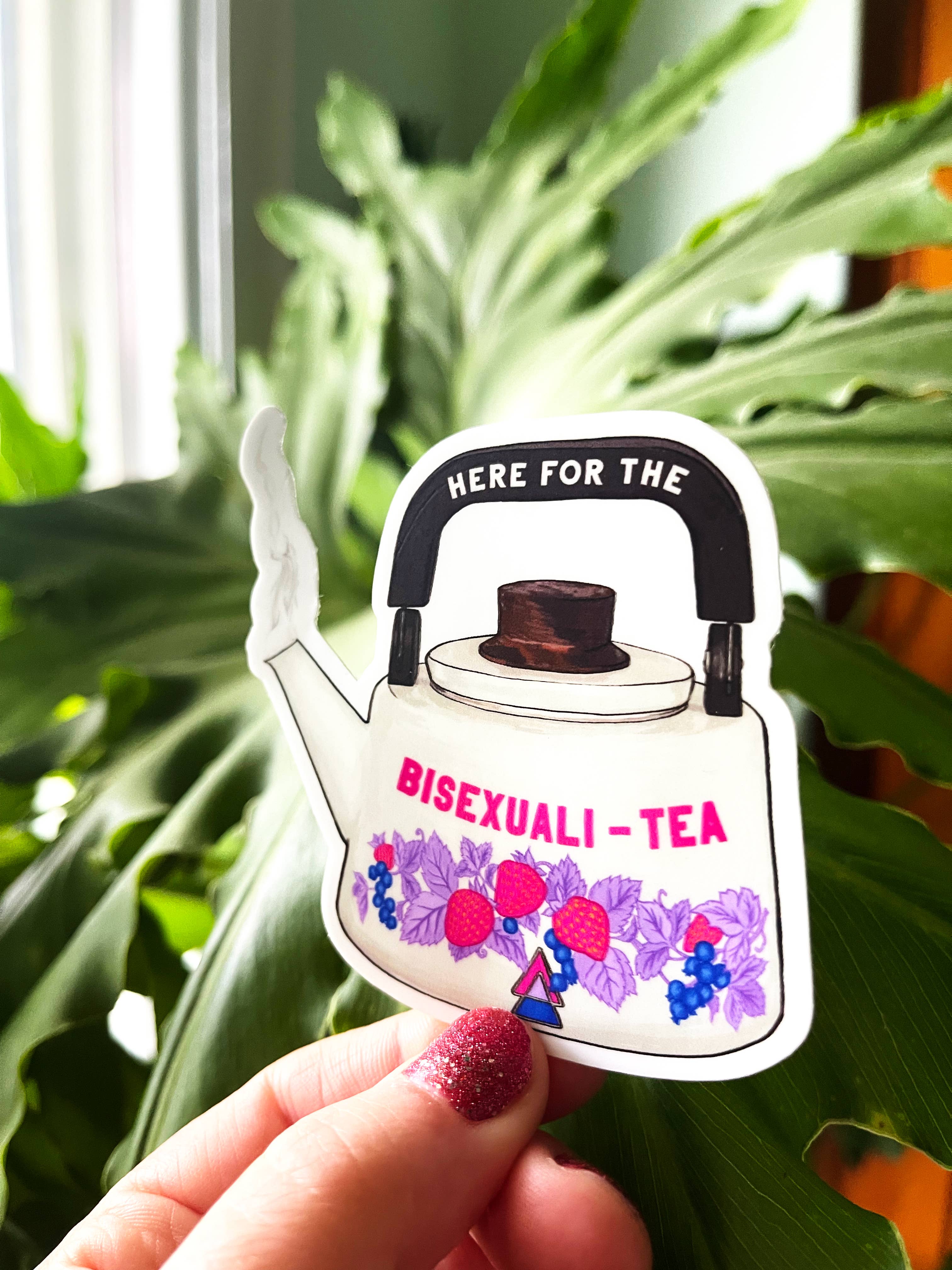 Here For The Bisexuali-tea Sticker