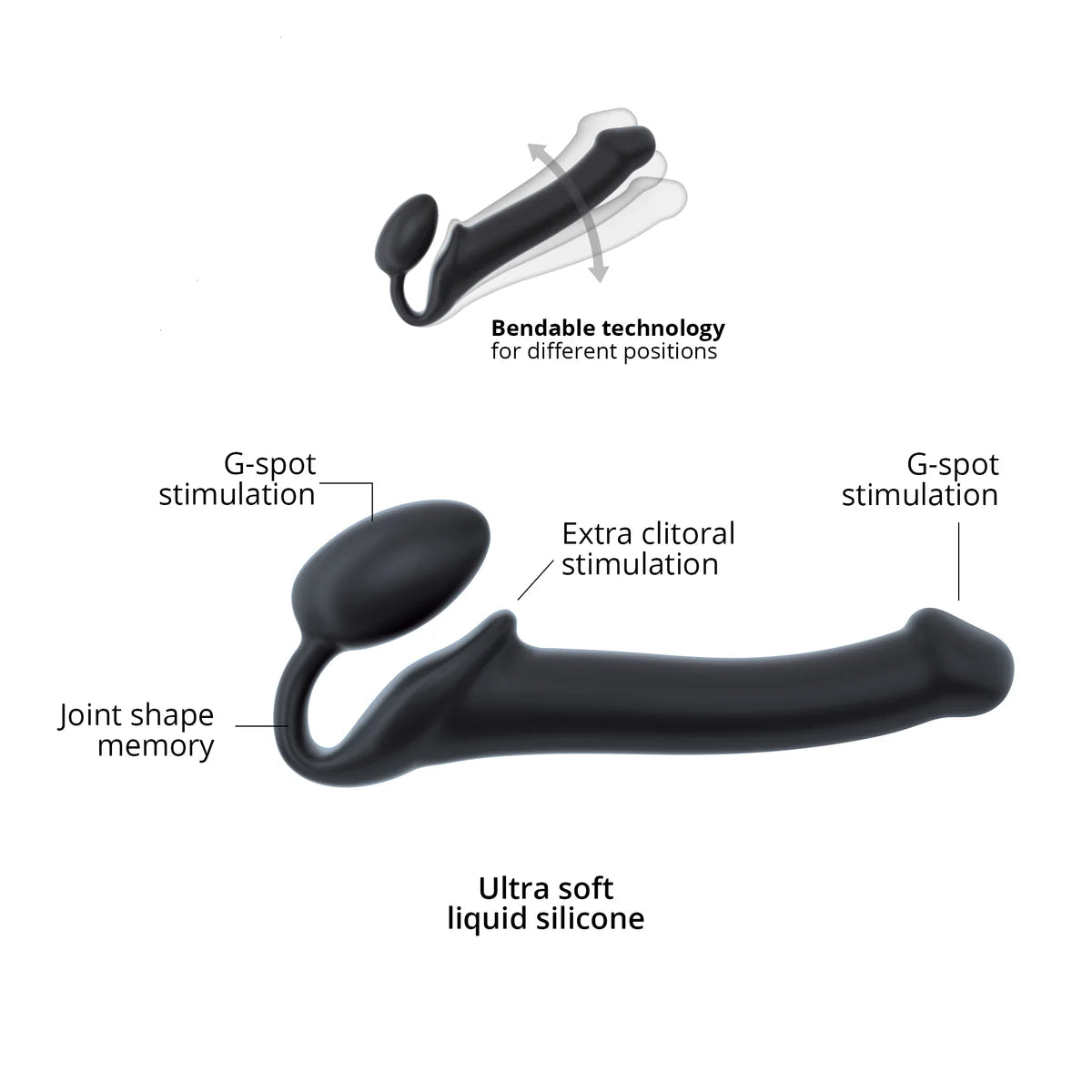 Strap-On-Me Adjustable Strapless Dildo in Black