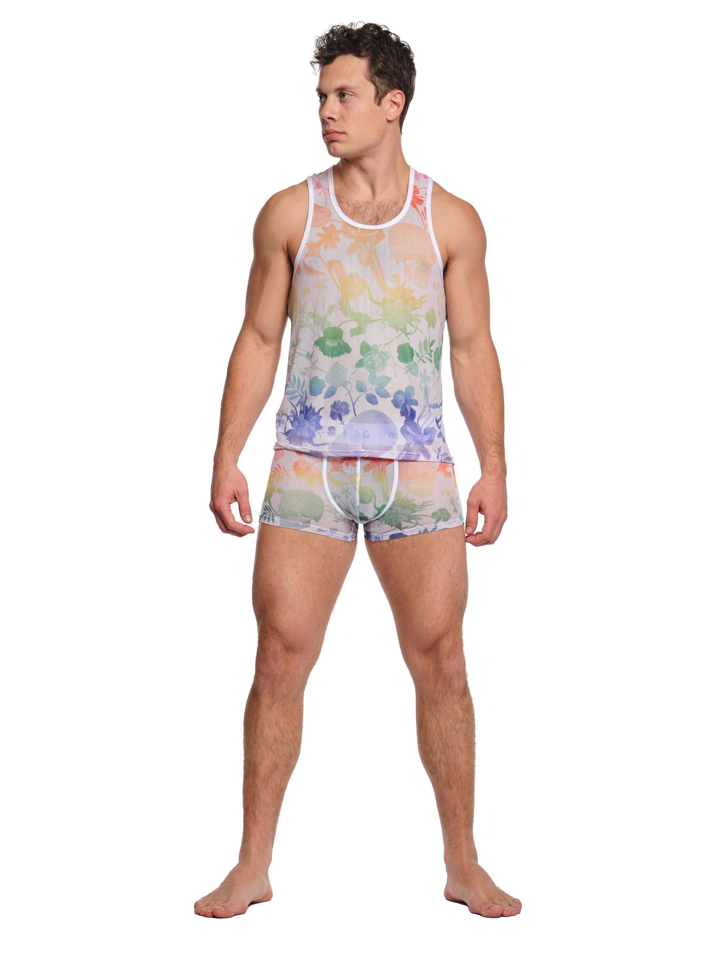 Dutch Floral Mesh Tank in Rainbow White
