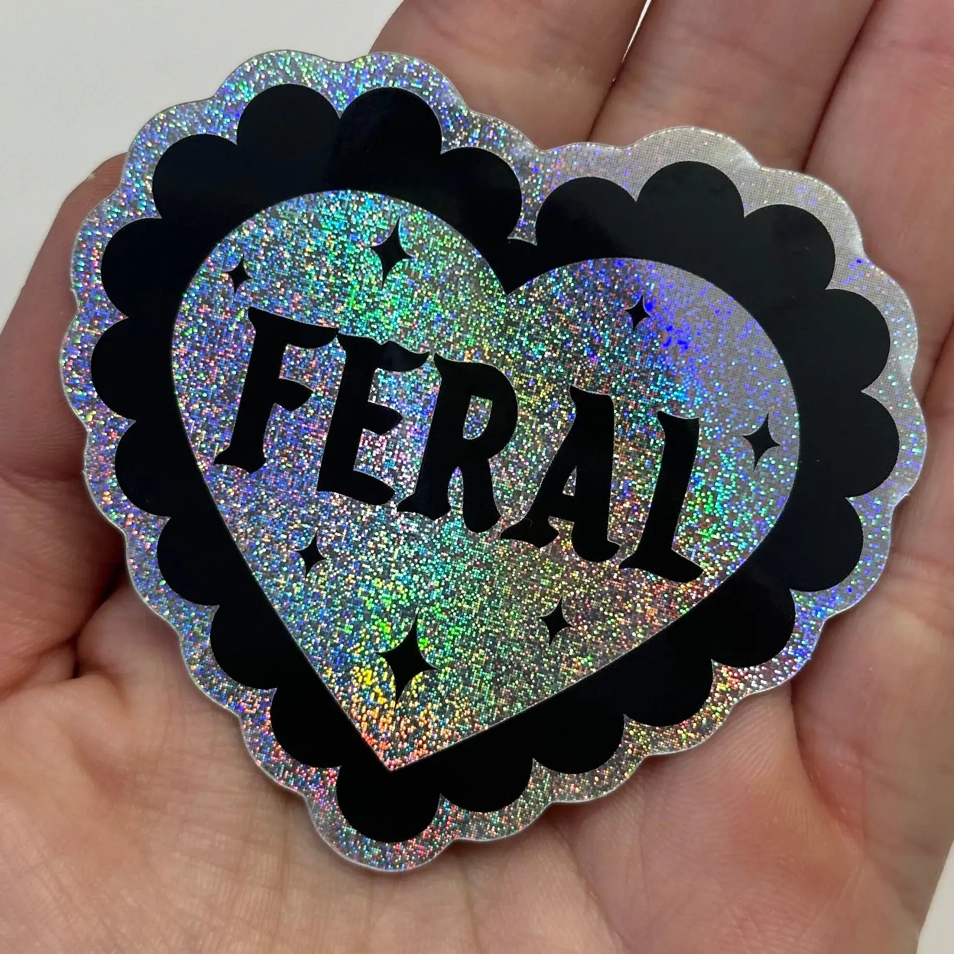 Feral Glittery Heart Sticker