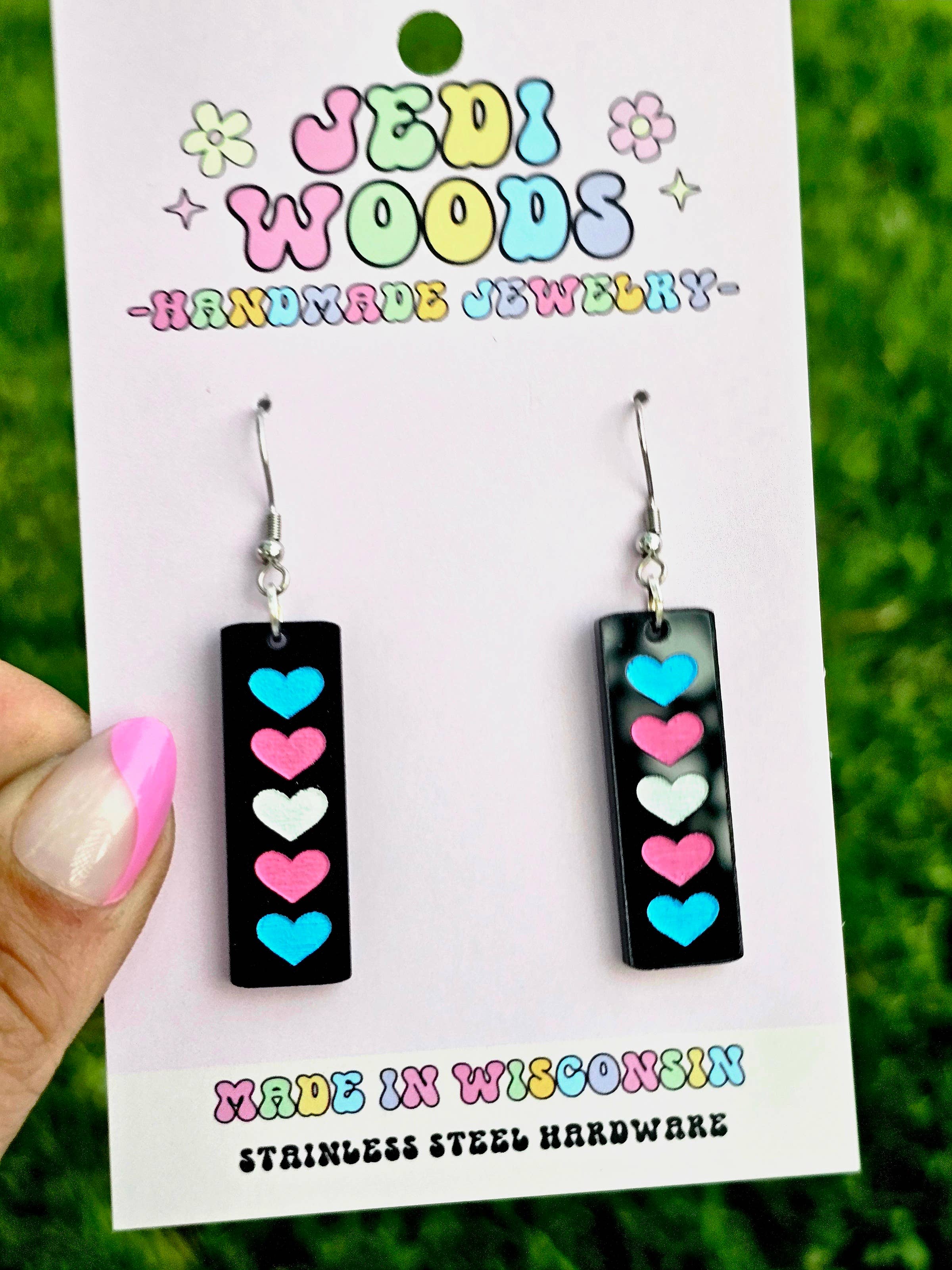 Pride Flag Bar Earrings in Trans Flag