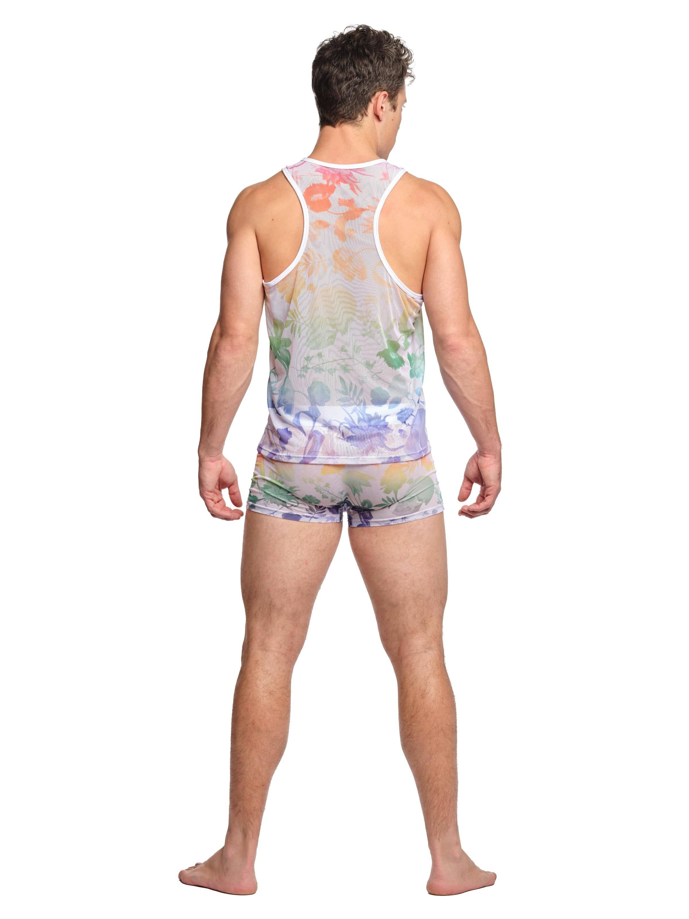 Dutch Floral Mesh Tank in Rainbow White