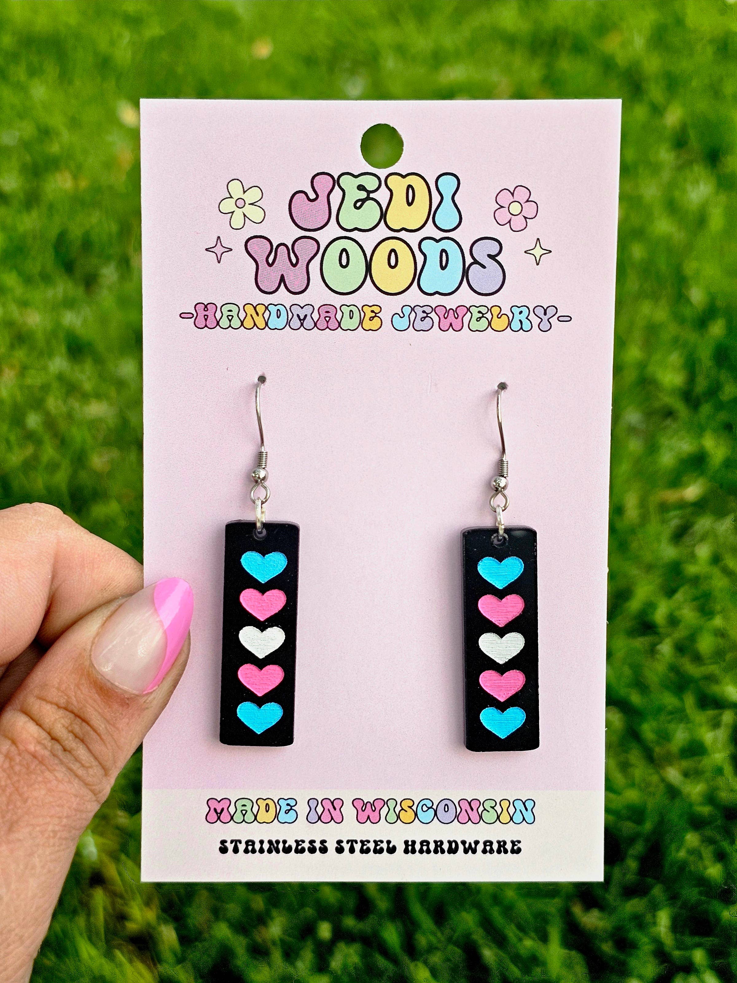 Pride Flag Bar Earrings in Trans Flag