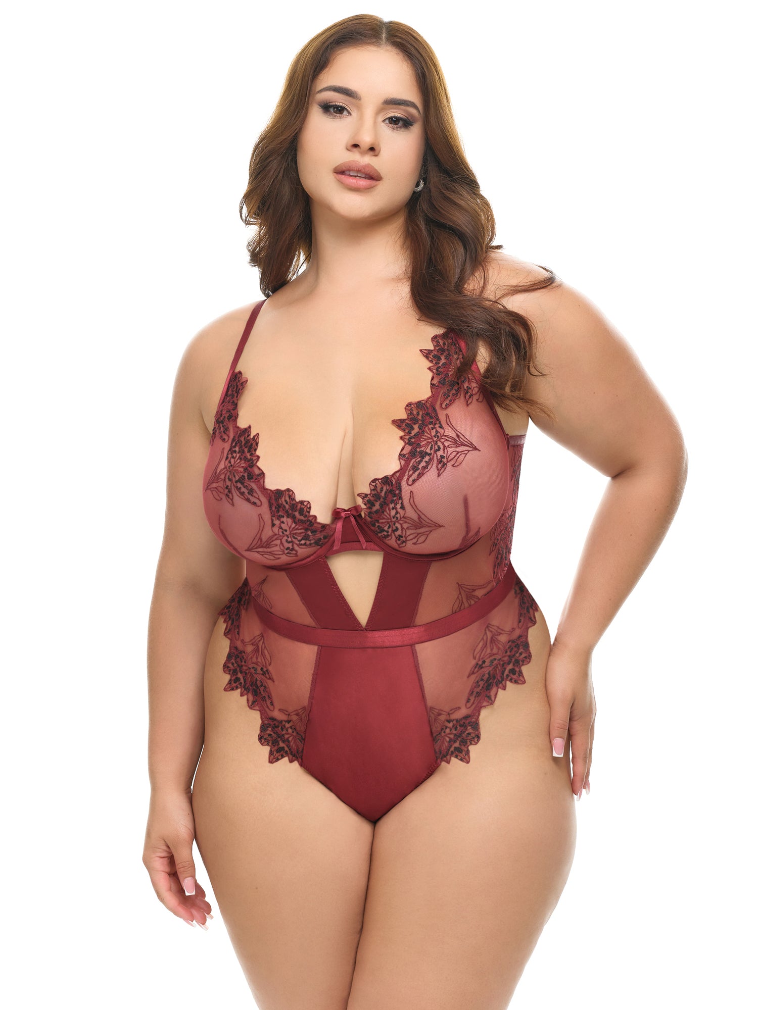Aged to Perfection Embroidered Teddy in Syrah