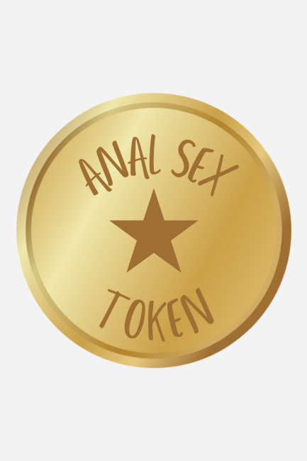 Gold mirror acrylic Anal Sex Sexy Time Token, a round 1.5 inch coin engraved with a star in the centre and the words Anal Sex Token