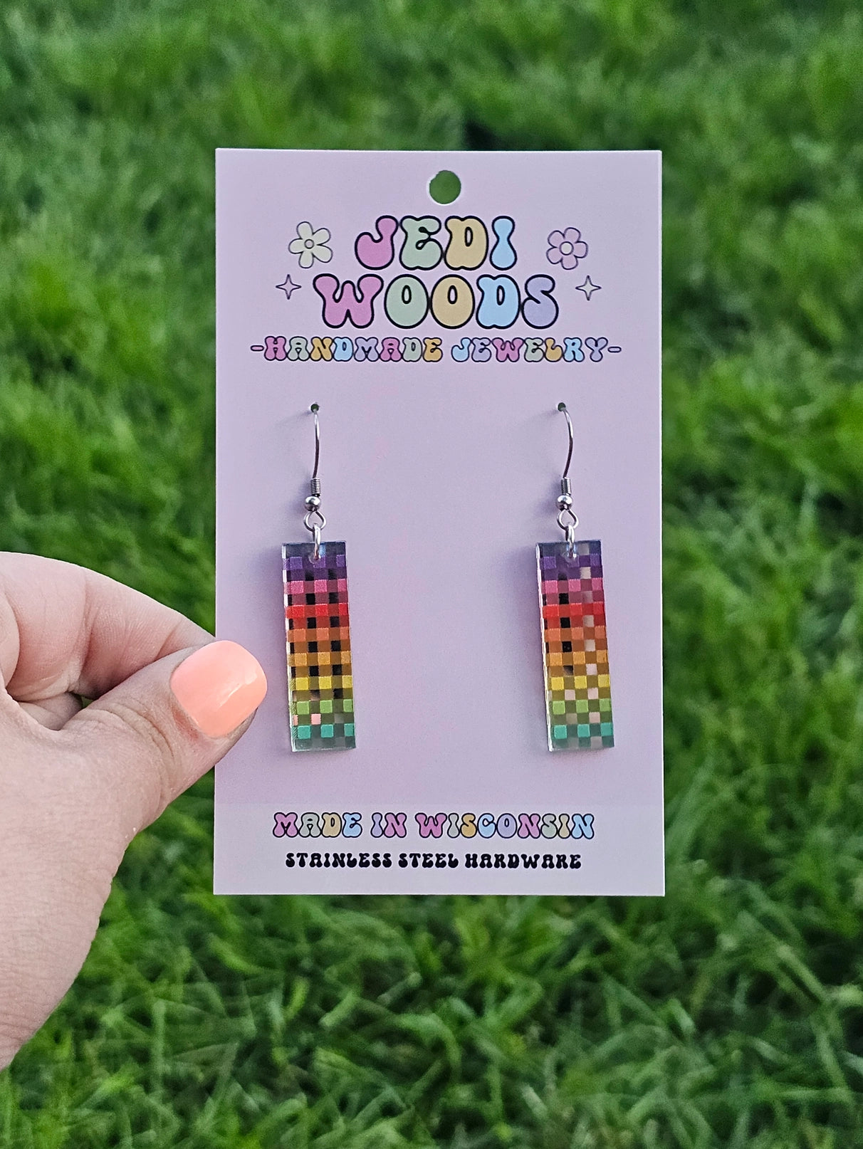 Bar Earrings in Rainbow Patterns
