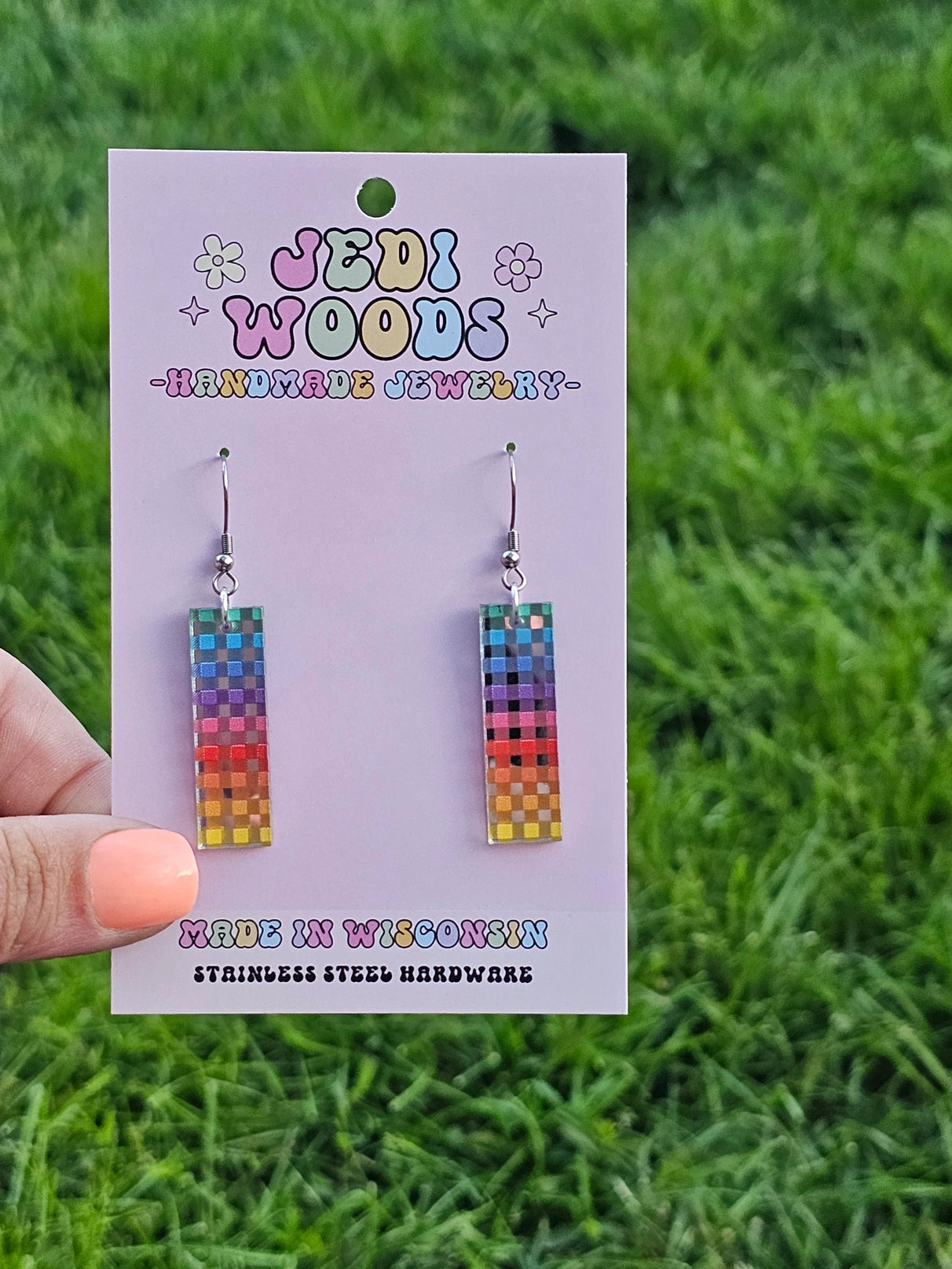 Bar Earrings in Rainbow Patterns