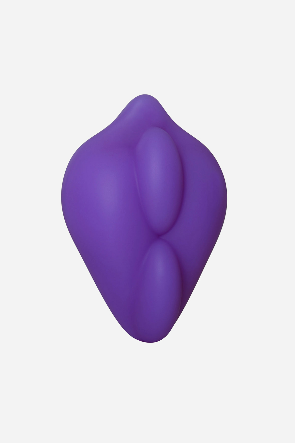 Purple BumpHer pad seen at a three quarter angle, showing the depth of its cushioned teardrop body and the paired ridges at centre.