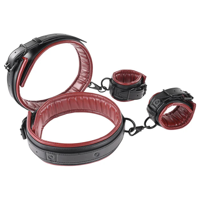 Crimson Spice Vegan Leather Thigh & Wrist Cuff Set