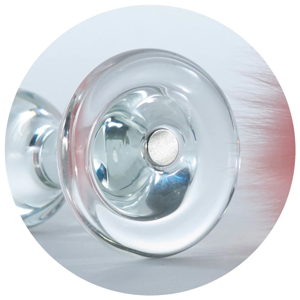 Crystal Small Glass Plug w/ White Bunny Tail