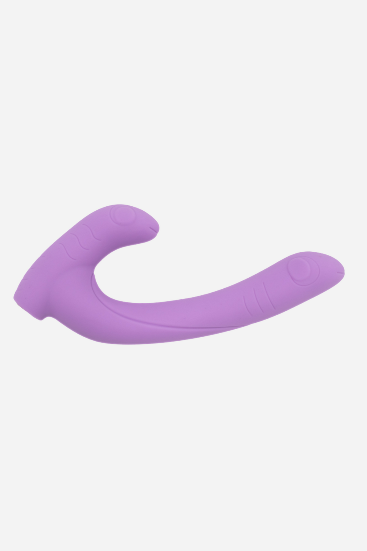 Lilac Cute Little Fuckers Jix slim rabbit vibrator, a curved flexible G-spot and clitoral vibe, shown side on, on grey