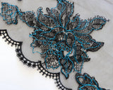 Kilo Brava Appliqué & Mesh Robe in Black & Jewel Blue