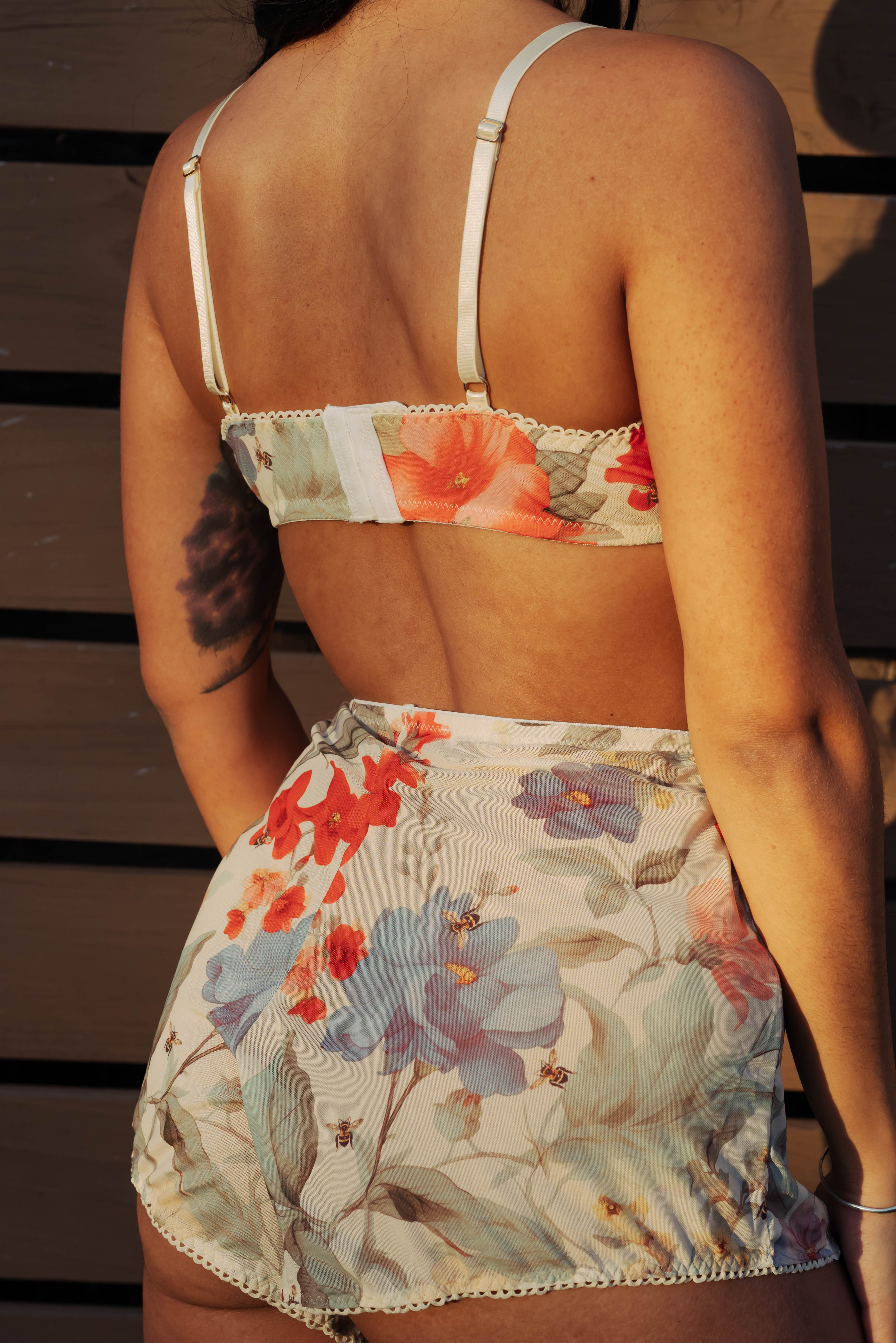Kilo Brava Mesh Bralette in Honeybee Florals