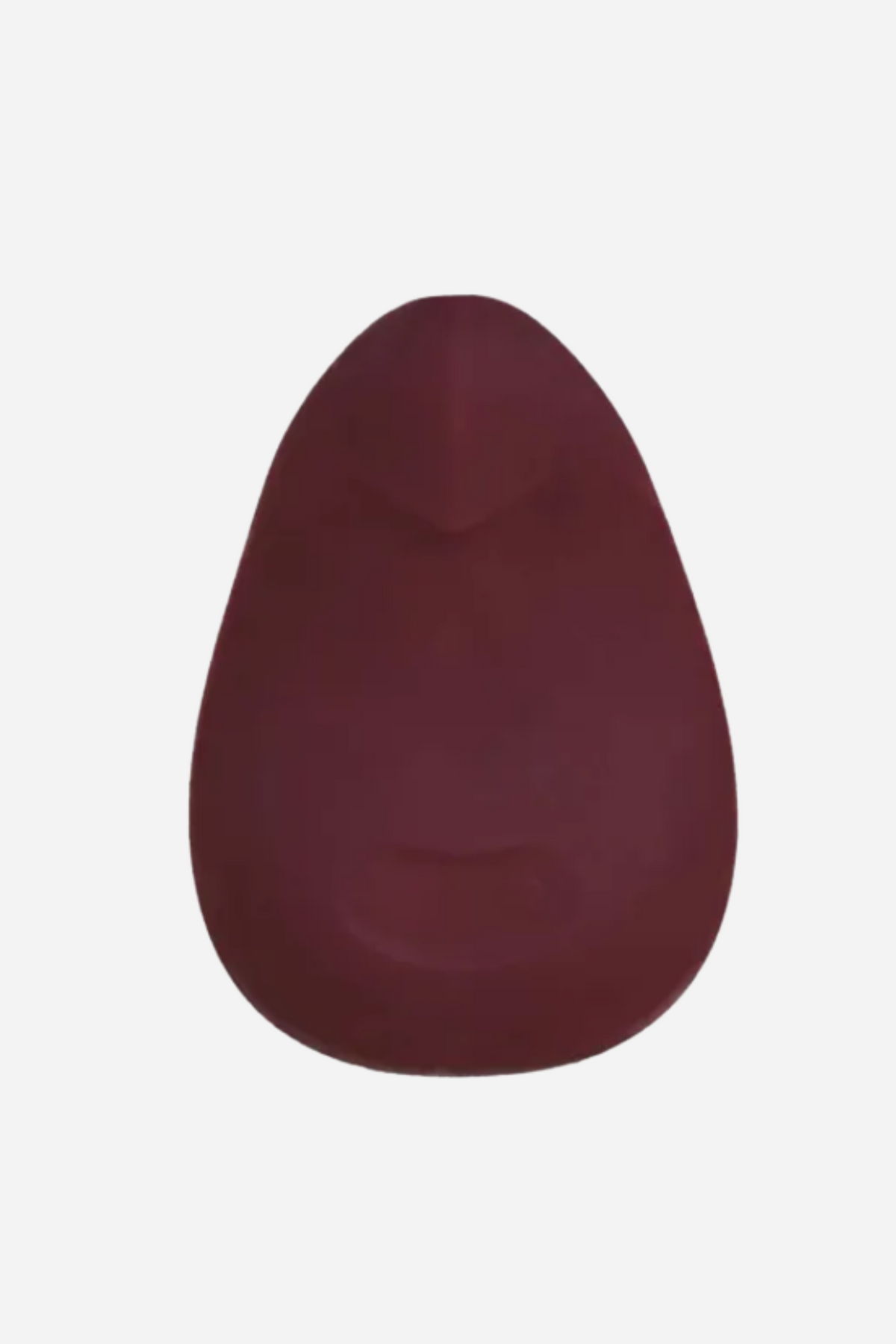 Back view of the Dame Pom Flexible Palm Vibe in deep plum, showing its smooth, rounded teardrop silicone body without the button panel