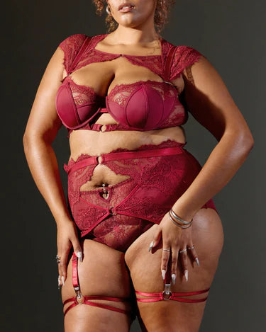 Daphne's Fantasy Lace Garter Belt in Ruby