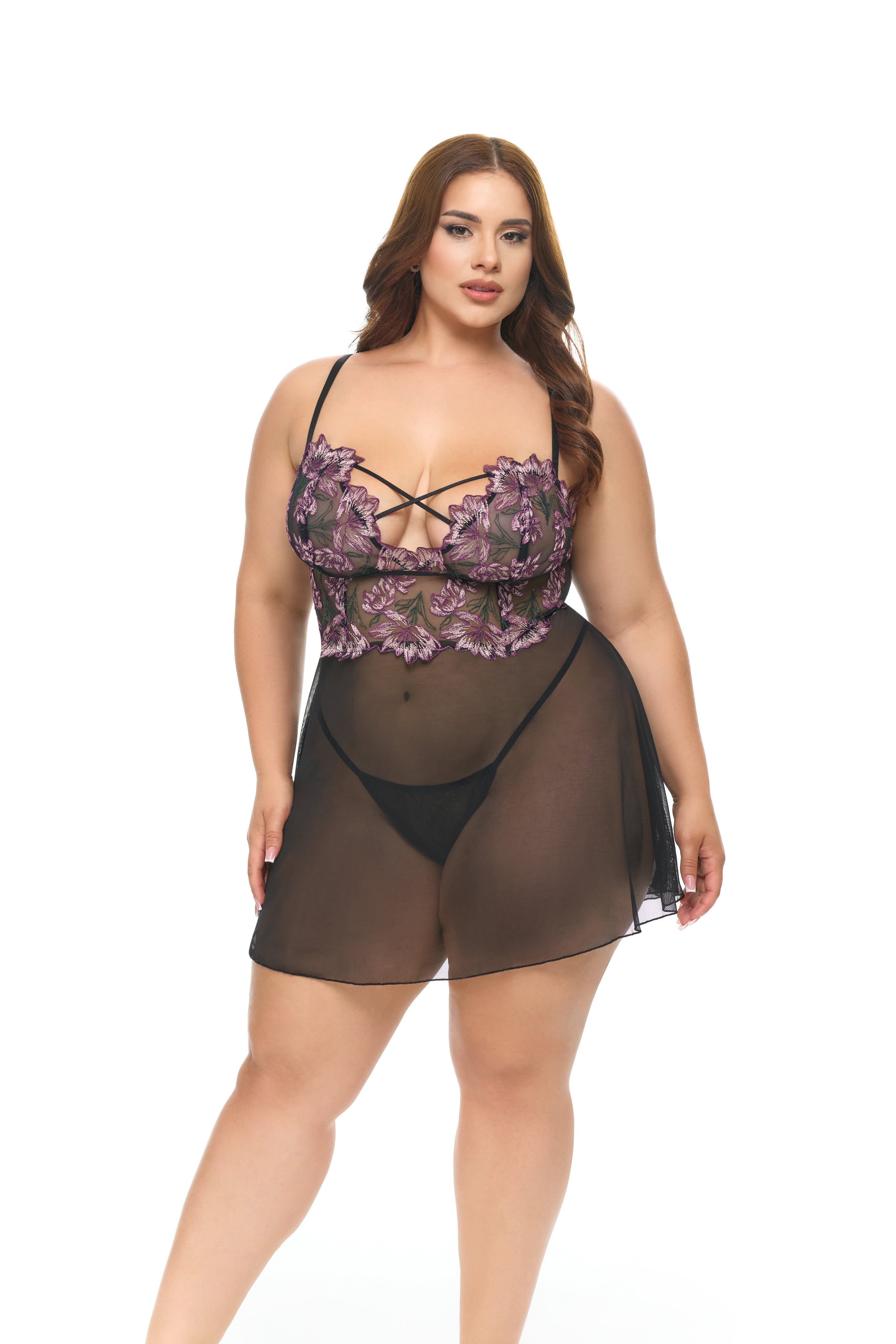 Draped in Twilight Embroidered Babydoll