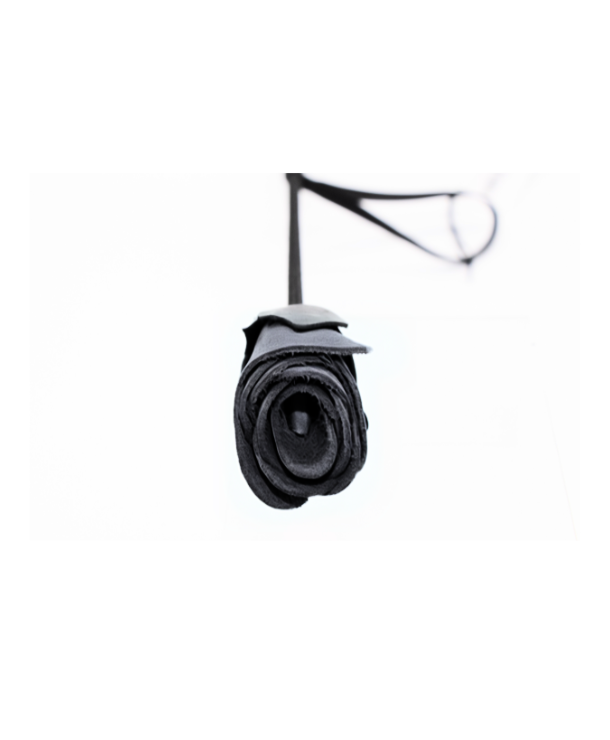 .Enchanted Leather Rose Tipped Crop in Black