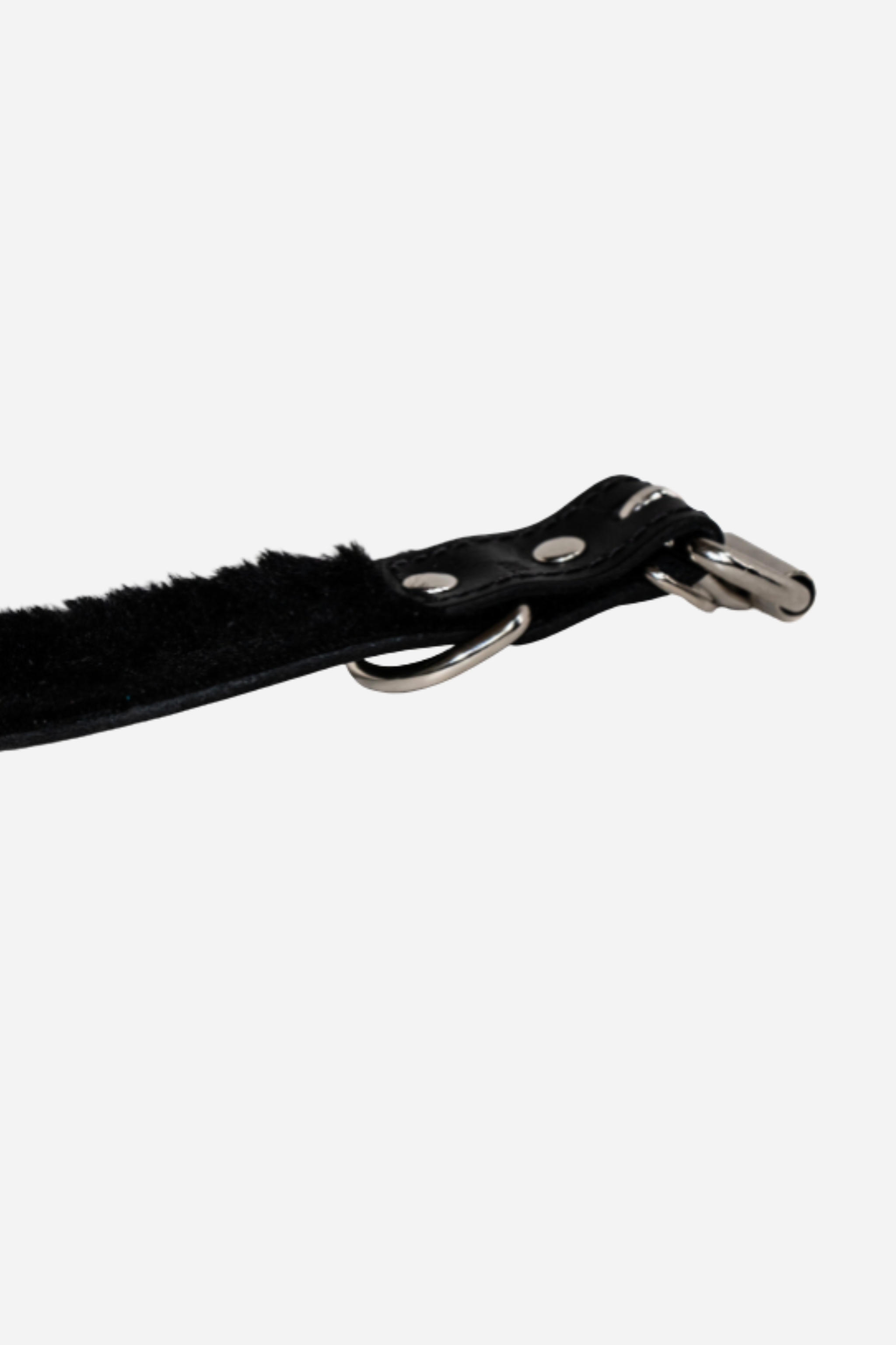 Please May I Fleece Lined Collar in Patent Black Leather