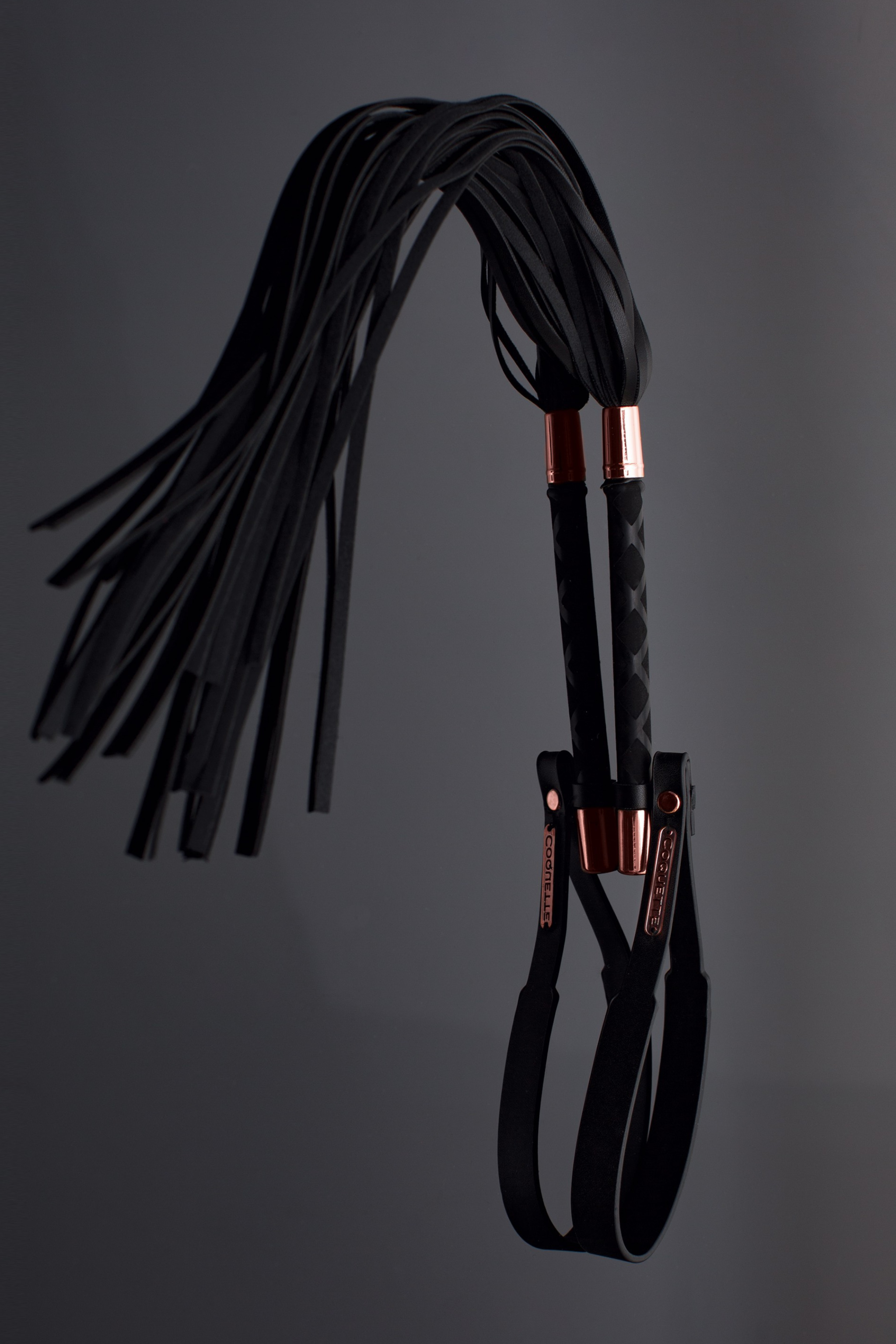 Fiery Elegance Vegan Flogger in Black & Rose Gold