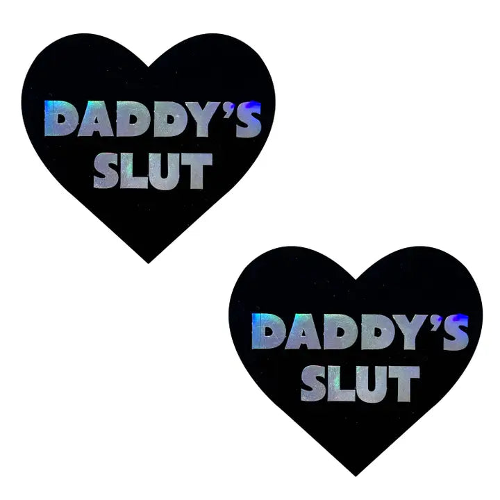 Heart Holographic Daddy's Slut Nipple Pasties