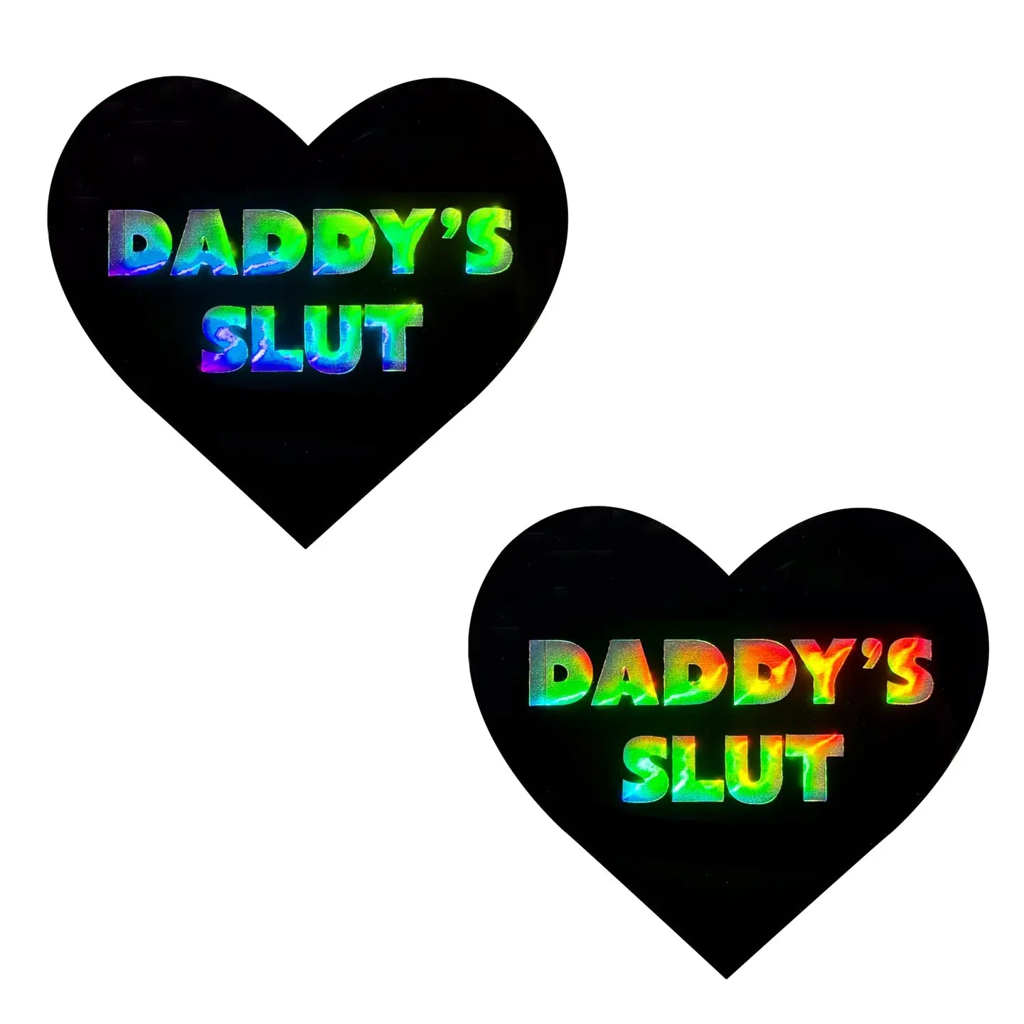 Heart Holographic Daddy's Slut Nipple Pasties