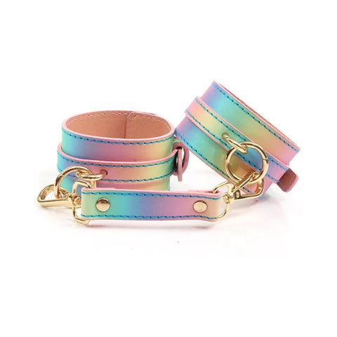Hello Sexy Faux Leather Cuffs in Pastel Rainbow
