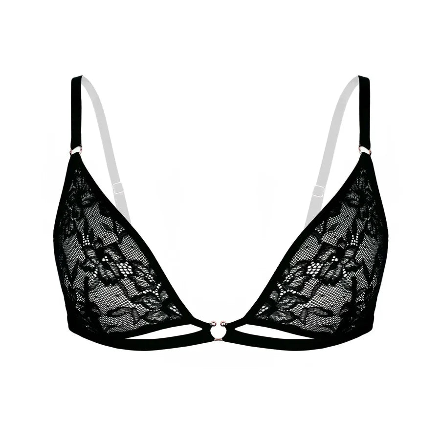 Hologram Lace Bralette in Black by Monique Morin