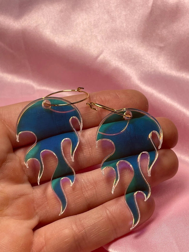 Hot Flame Hoop Earrings in Iridescent