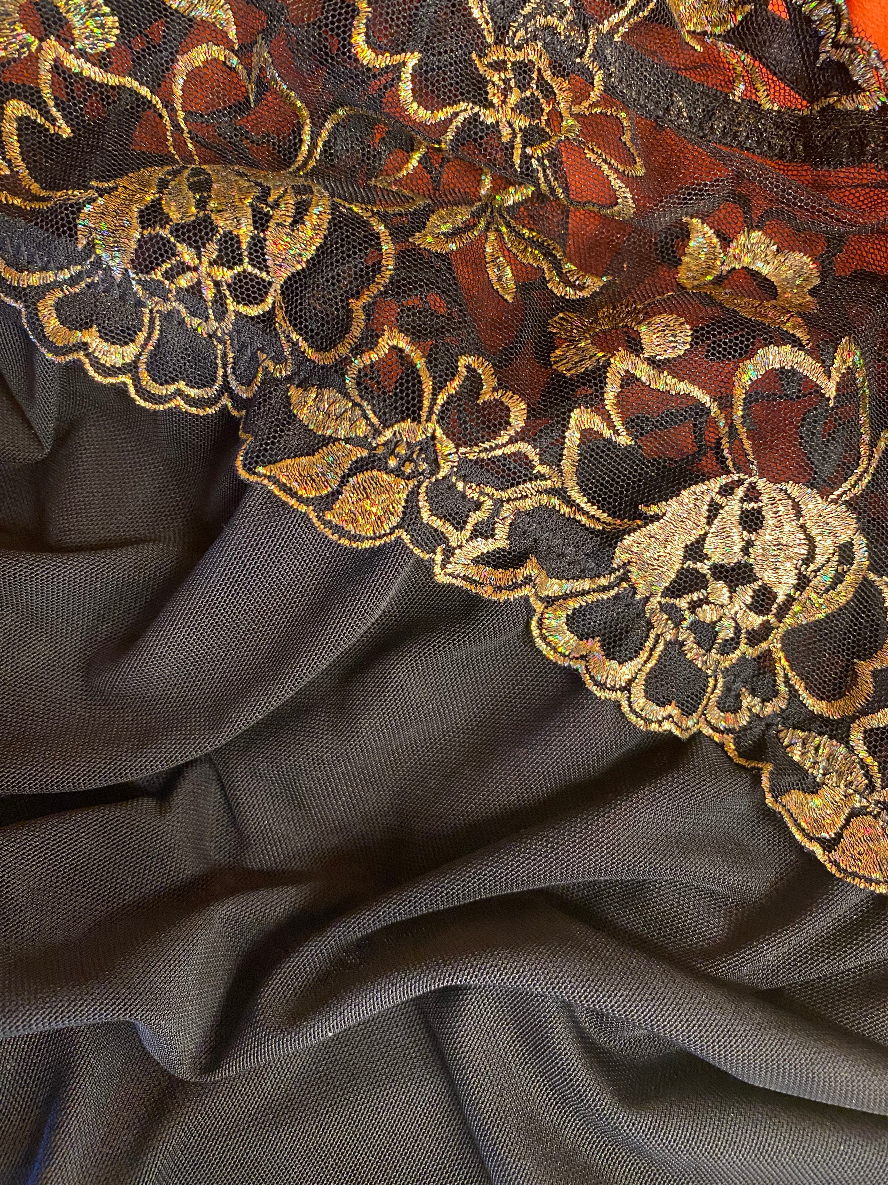 Kilo Brava Embroidery Babydoll in Black & Gold