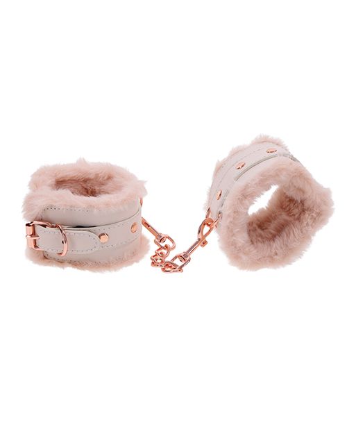 Inner Flirt Faux Fur Cuff Set in Peachy Cream Pink