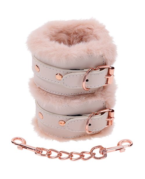 Inner Flirt Faux Fur Cuff Set in Peachy Cream Pink