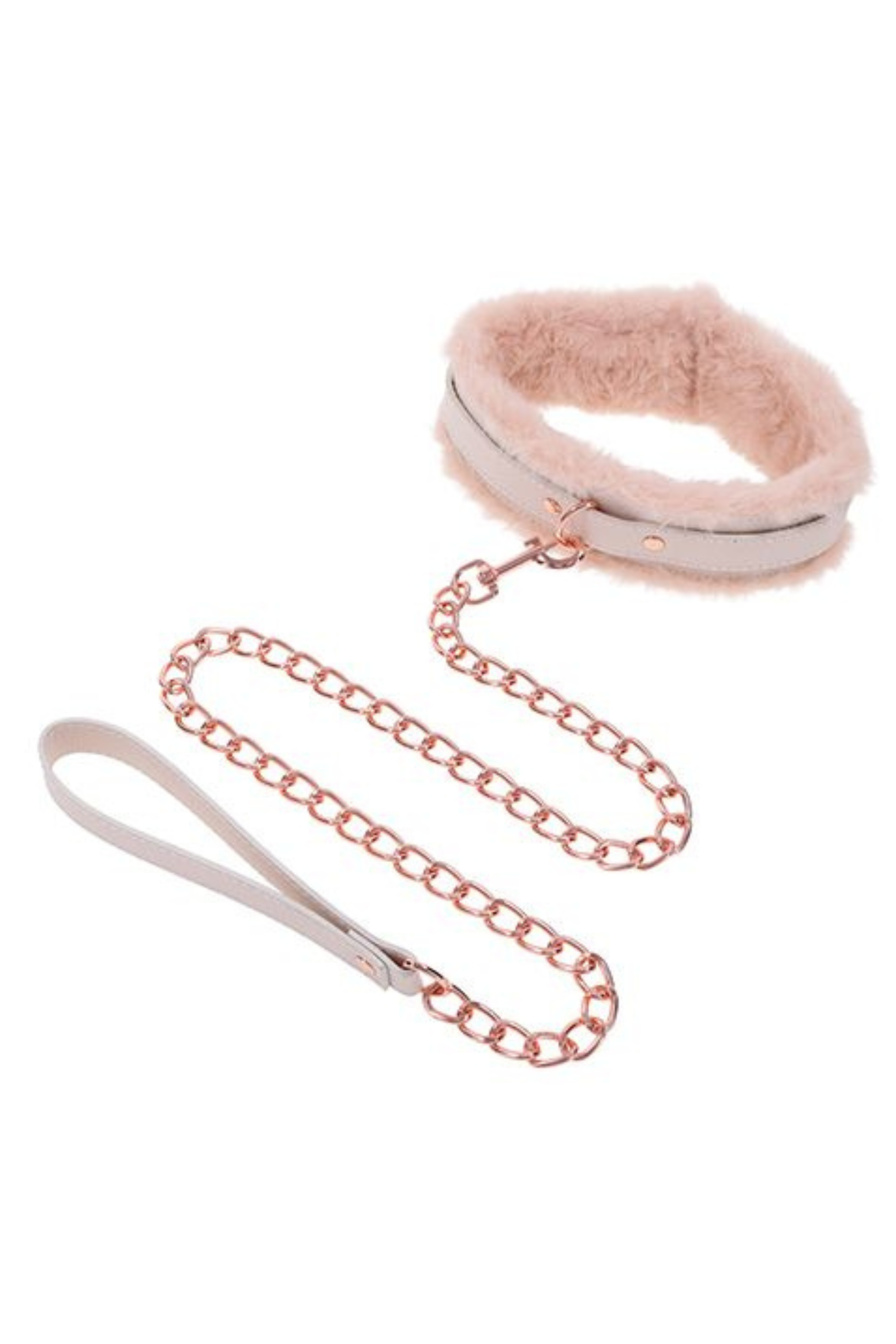 Inner Flirt Fur Collar & Leash Set in Peachy Cream Pink