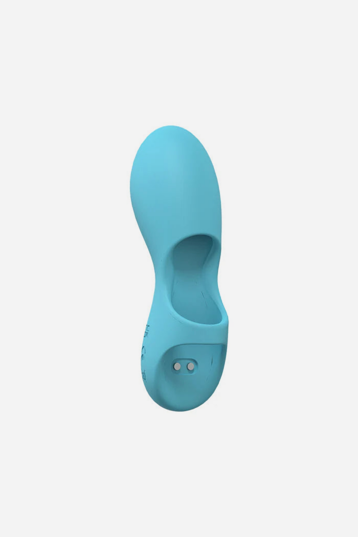 Aqua Joy wearable finger vibe, a soft silicone vibrator that slips over your fingertip with control buttons on the base, on grey