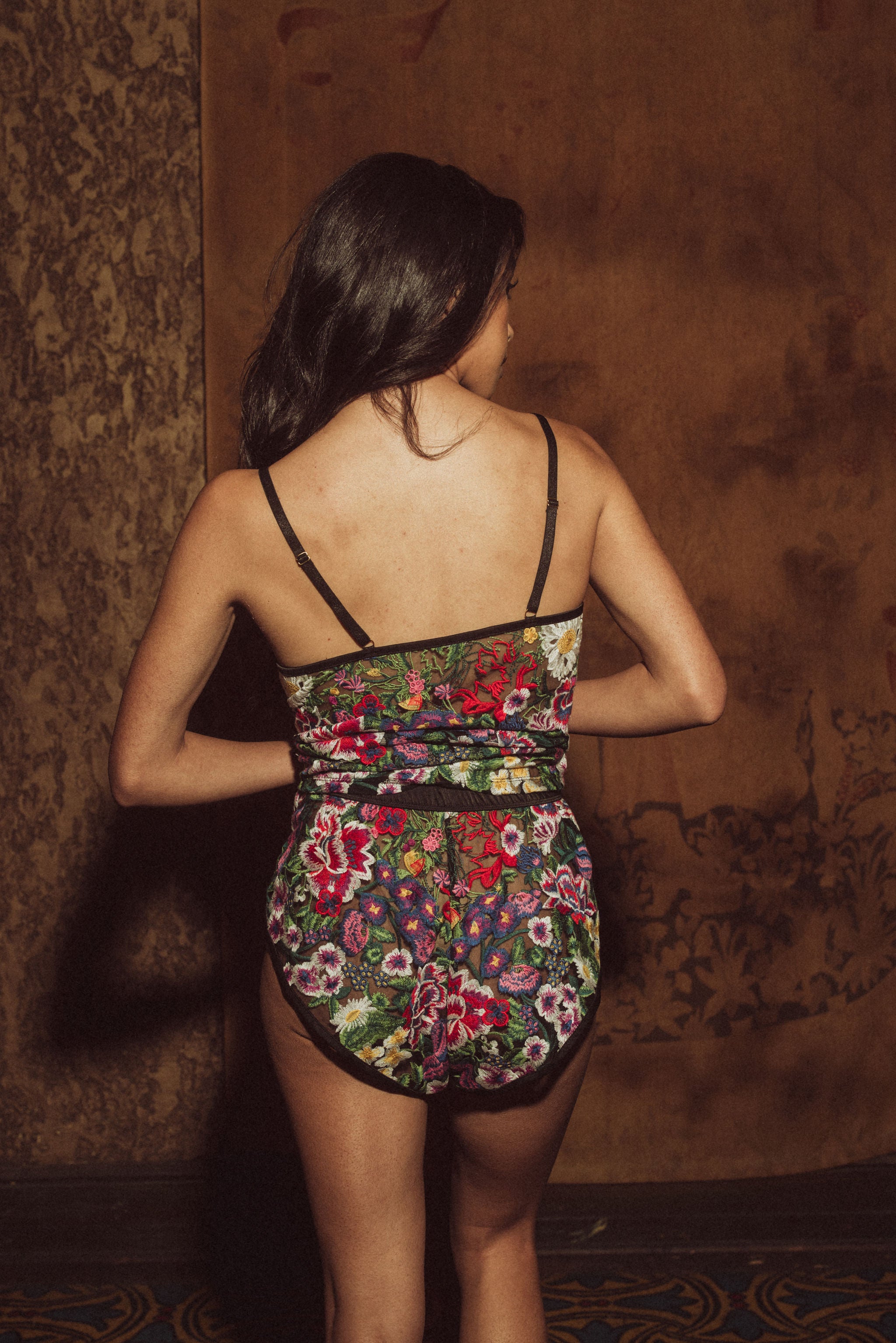 Kilo Brava Embroidery Cami in Black & Multi Floral