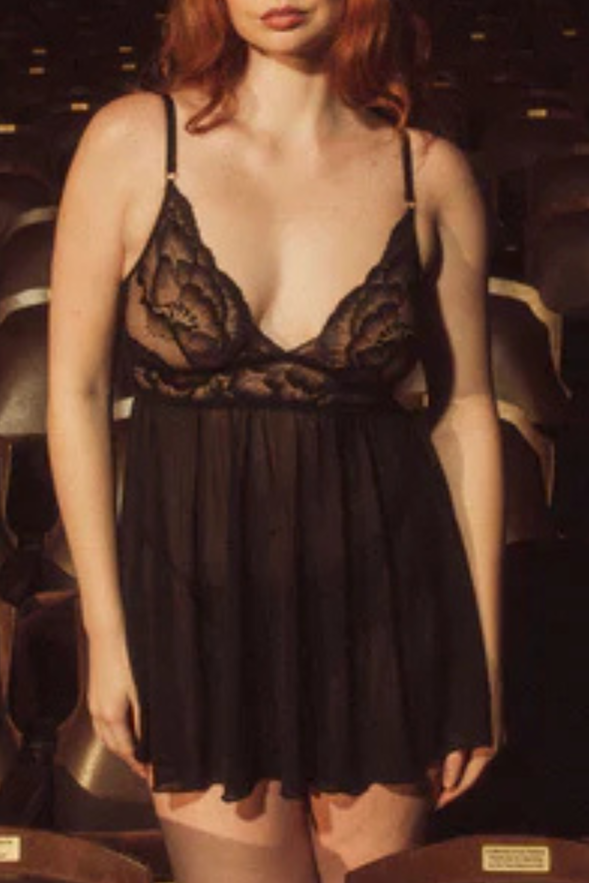 Kilo Brava Lace & Mesh Babydoll in Black